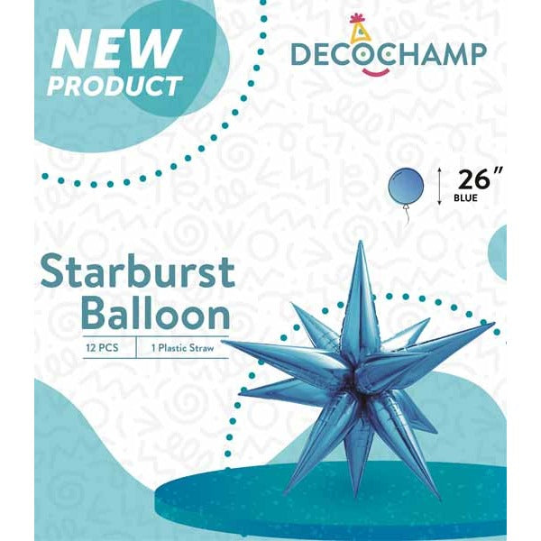 DecoChamp 26-Inch Blue Starburst Foil Balloon
