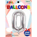 34 Inch Silver Number 0 Foil Balloon