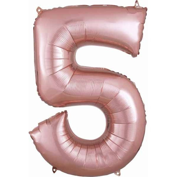 34 Inch Rose Gold Number 5 Balloon