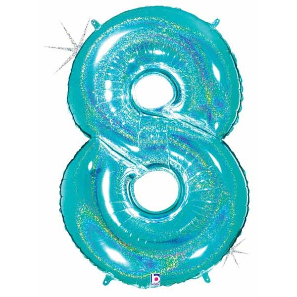 Megaloon Number 8 Holographic Balloon, 40 Inch