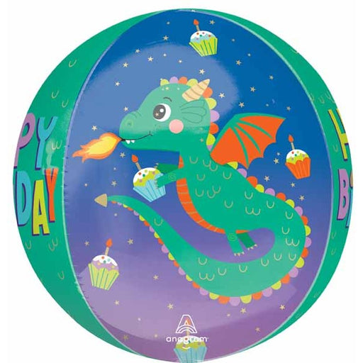 Cute Dragon Birthday 16" Orbz Foil Balloon