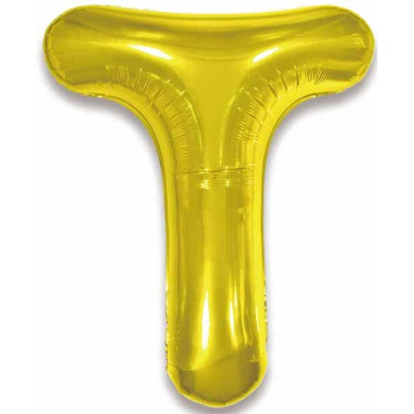 Gold Letter T Foil Balloon, 34 Inch
