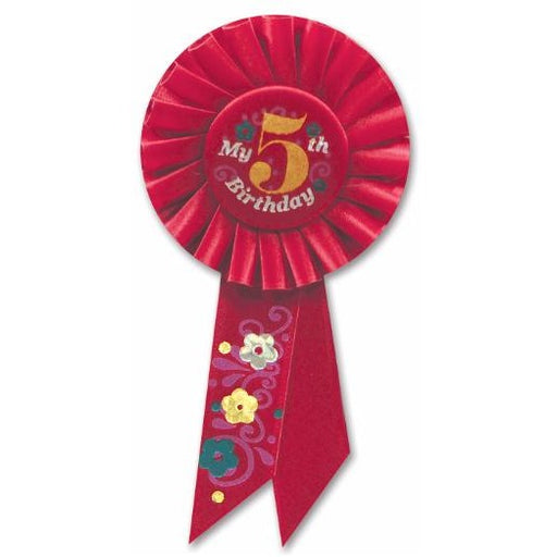 My 5th Birthday Red Rosette