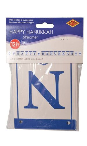 Hanukkah Streamer 12' 3/Pkg
