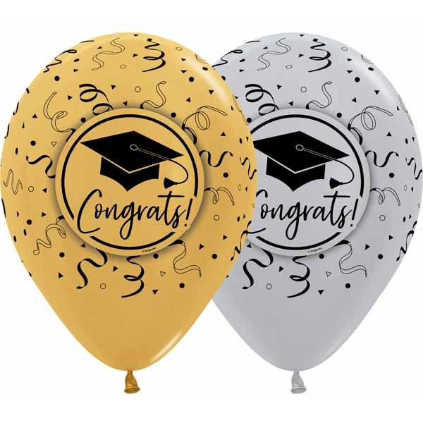 Sempertex 11-Inch Congrats Grad Latex Balloons, 50 Count