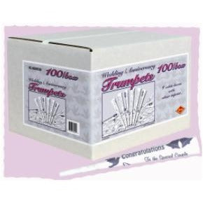 9-Inch Printed Silver Wedding & Anniversary Party Horns