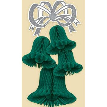 20-Inch Hunter Green Bell Cluster Decoration, 1 Per Package