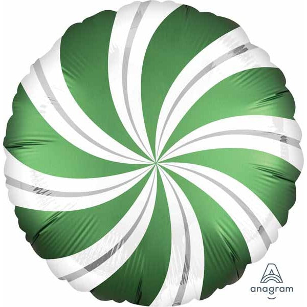 Emerald Candy Swirls 18-Inch Round Foil Balloon