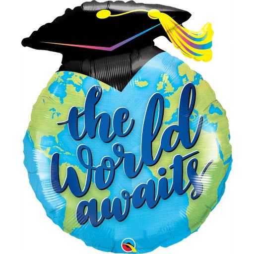 The World Awaits Graduation Foil Balloon, 36 Inch