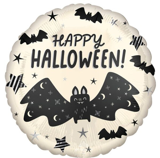 18" Happy Halloween Bat Attack Round Foil Balloon