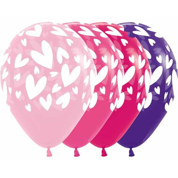 Sempertex Modern Hearts Assorted 11-Inch Latex Balloons, 50 Count