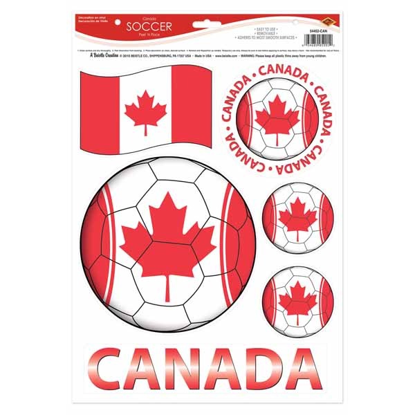 Canada Soccer Peel 'N Place Decorations, 6 per Sheet