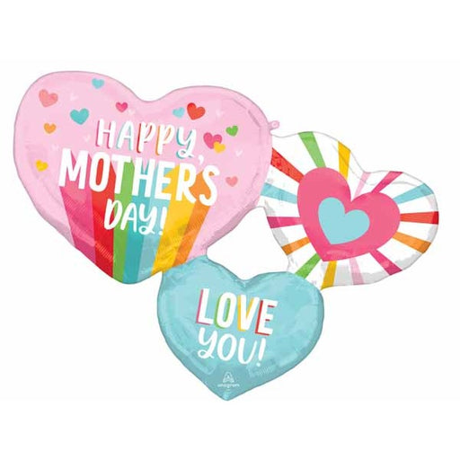 Happy Mother's Day Bright Stripes 33-Inch Foil Balloon