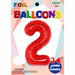 34 Inch Red Number 2 Foil Balloon