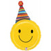 Party Hat Smiley 29-Inch Shaped Foil Balloon