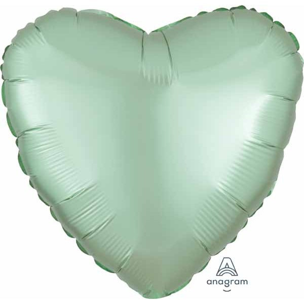 Mint Green Satin Luxe Heart Foil Balloon, 18 Inch