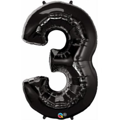Black Number 3 Balloon, 34 Inch