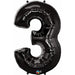 Black Number 3 Balloon, 34 Inch