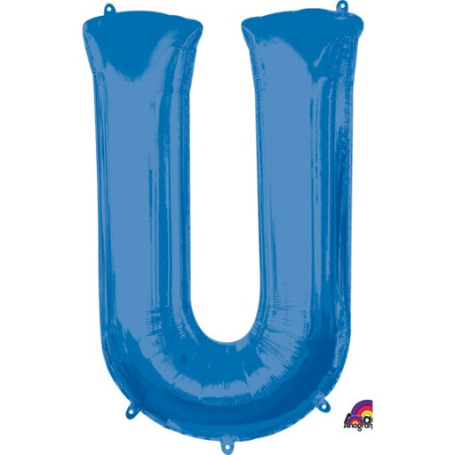 Blue Letter U Balloon, 33 Inch