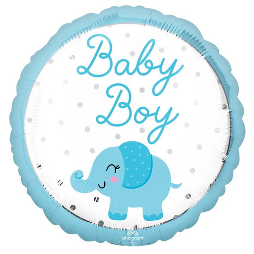 Baby Boy Elephant 18-Inch Round Foil Balloon