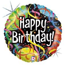 Party Streamers Birthday 18" Holographic Foil Balloon
