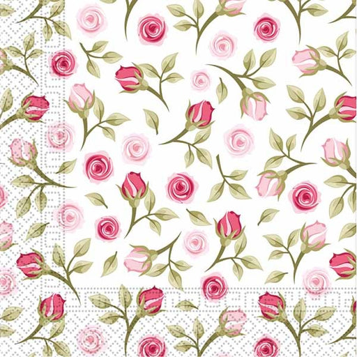 Romantic Rose 3-Ply Beverage Napkins, 20 Count