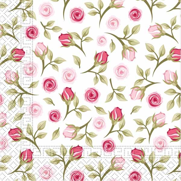 Romantic Rose 3-Ply Beverage Napkins, 20 Count