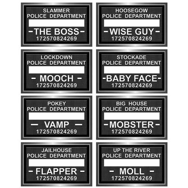 Speakeasy Mug Shot Photo Fun Signs, 8 Pack