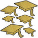 Glittered Foil Graduation Cap Cutouts, Double-Sided