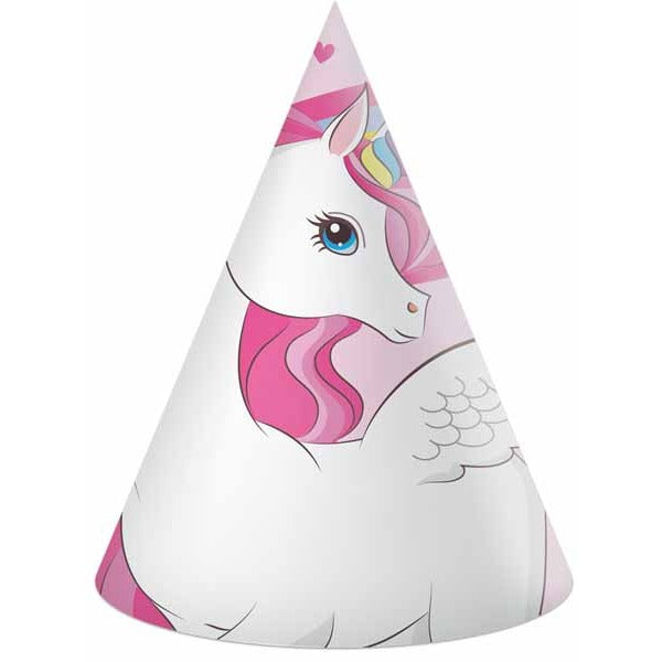Unicorn Rainbow Paper Party Hats, 6 Pack