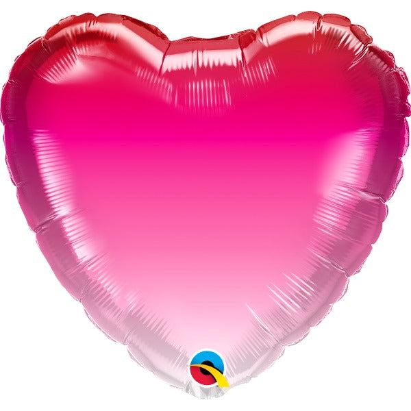 Pink Ombré Heart Foil Balloon, 18 Inch
