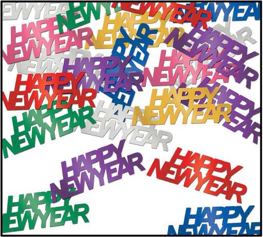 Vibrant Revelry: Multi-Color Happy New Year Fanci-Fetti Confetti Decoration (1.5 OZ/Pk)