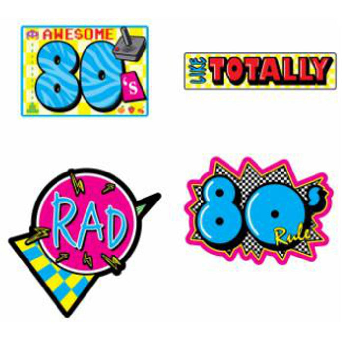 "80'S Themed Cutouts - Set Of 4 (16")"