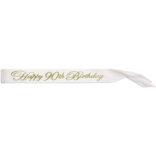 Écharpe en satin pour 90e anniversaire avec paillettes