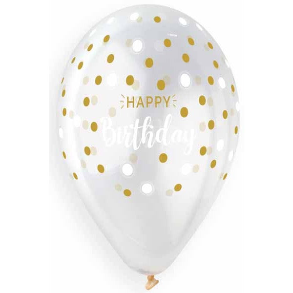 GEMAR 13" HBD GOLDEN DOTS ON CLEAR 50/BG