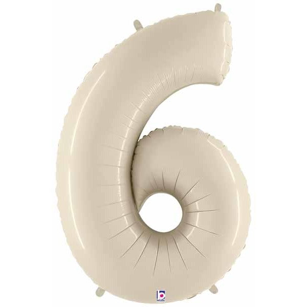 Megaloon Number 6 Balloon in White Sand, 34 Inch