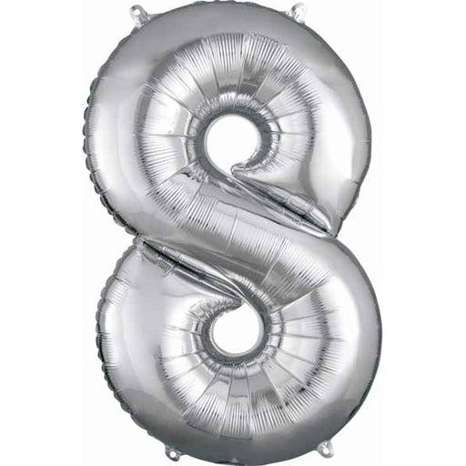 34 Inch Silver Number 8 Foil Balloon