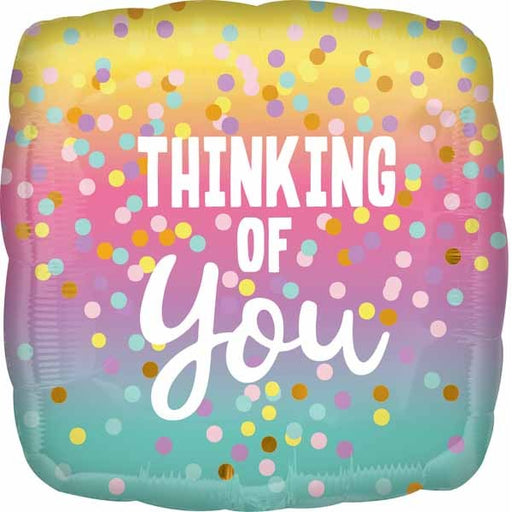 Thinking of You Pastel Dot 18-Inch Square Foil Balloon