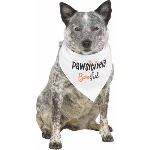 Pup Howloween White Dog Bandana, Large/XL