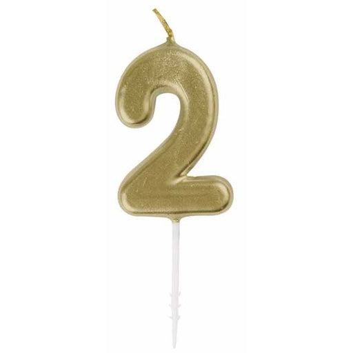 Mini Gold Number 2 Birthday Candle Pick