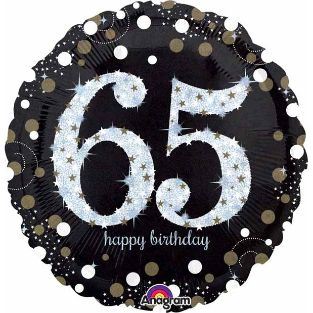 18 Inch Holographic Happy 65th Birthday Foil Balloon