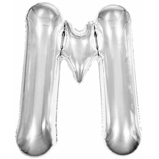 Silver Letter M Foil Balloon, 34 Inch