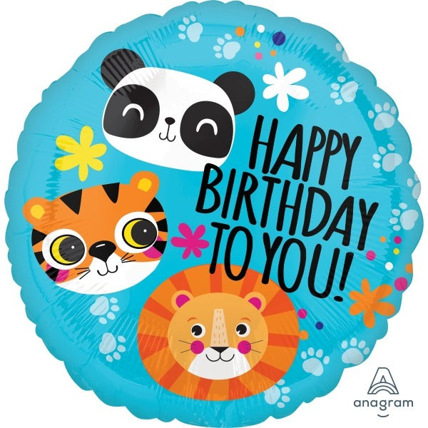 LION TIGER PANDA HBD 18" RND HX S40 PKG