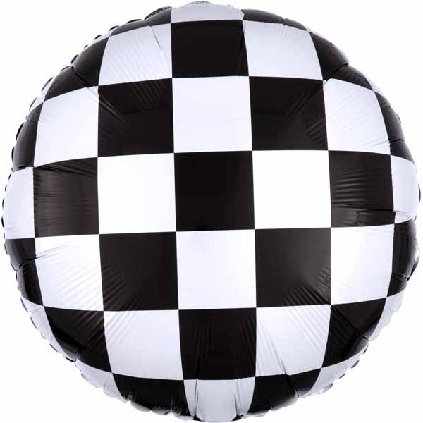 Checkerboard 18-Inch Round Foil Balloon