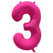 DecoChamp 34-Inch Neon Pink Number 3 Balloon