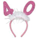 40th Birthday Glittered Bopper Headband with Marabou