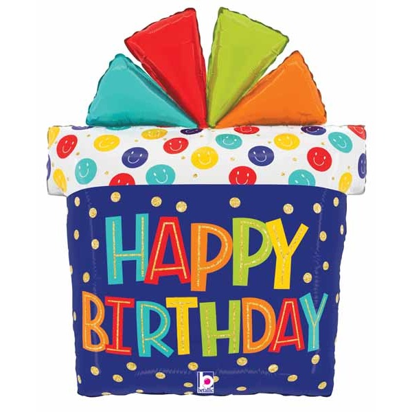 Happy Birthday Gift Smiley Face 27-Inch Foil Balloon