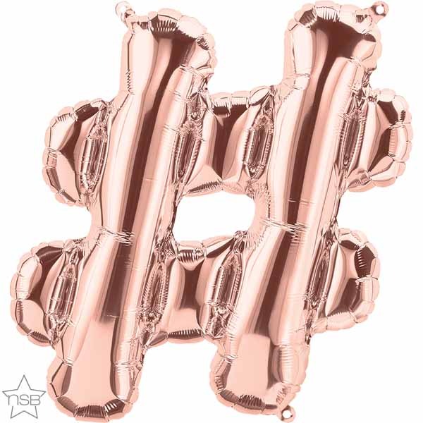 16 Inch Rose Gold Hashtag Symbol Balloon