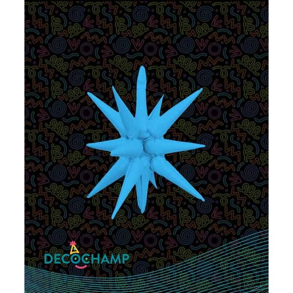 Decochamp 22-Inch Neon Blue Starburst Foil Balloon