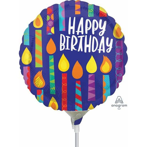 Happy Candles 9-Inch Round Happy Birthday Foil Balloon